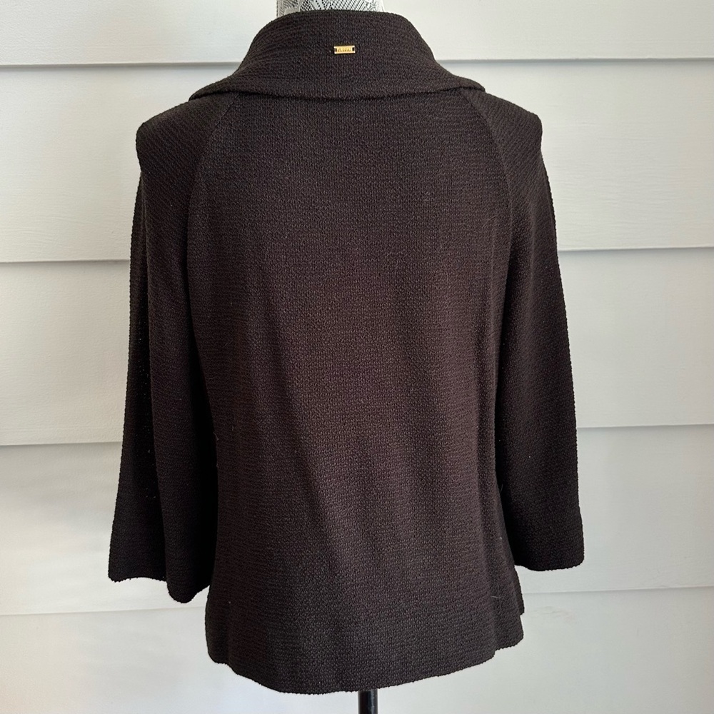 St. John Black Knit Zip Up Jacket with Gold Hardware size M made in USA - Picture 6 of 11